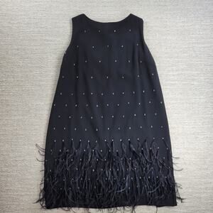 Ann Taylor Black Beaded Fringe Midi Dress